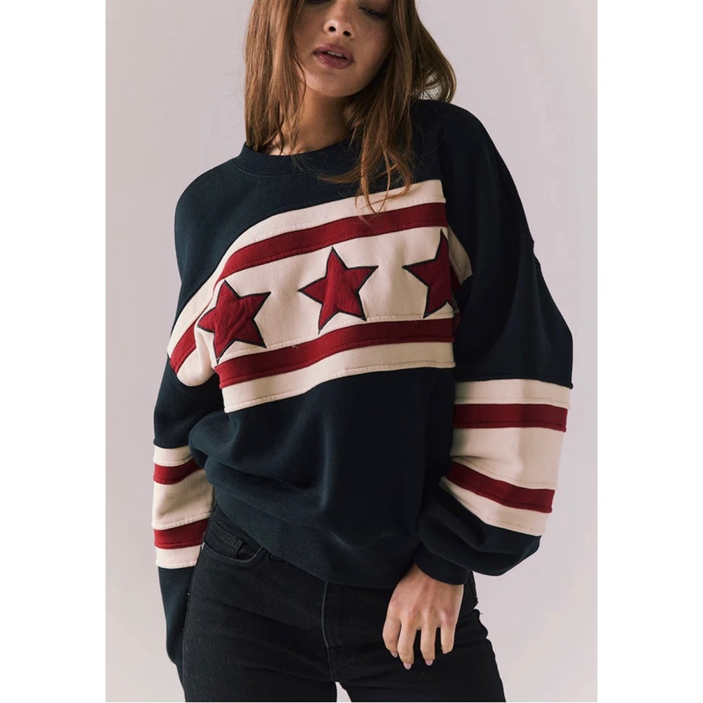 Chaser Allstar Colorblock Pullover Embroidered Varsity Style Preppy Sporty L